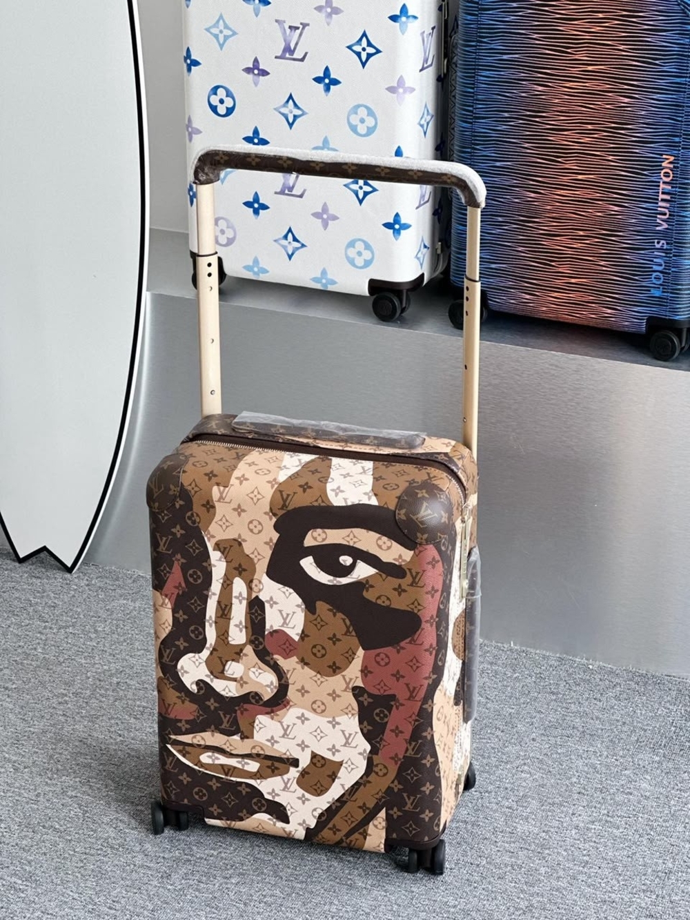Louis Vuitton Multicolor Brown Tan Cream Monogram Face-Print Carry-On
